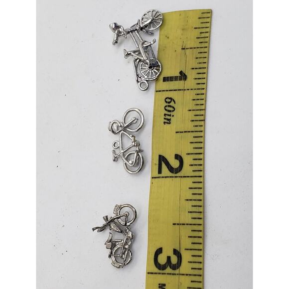 Lot 3 Bicycle Bike Silver Tone Charms Pendants Jewelry Making Craft Findings - Picture 5 of 5
